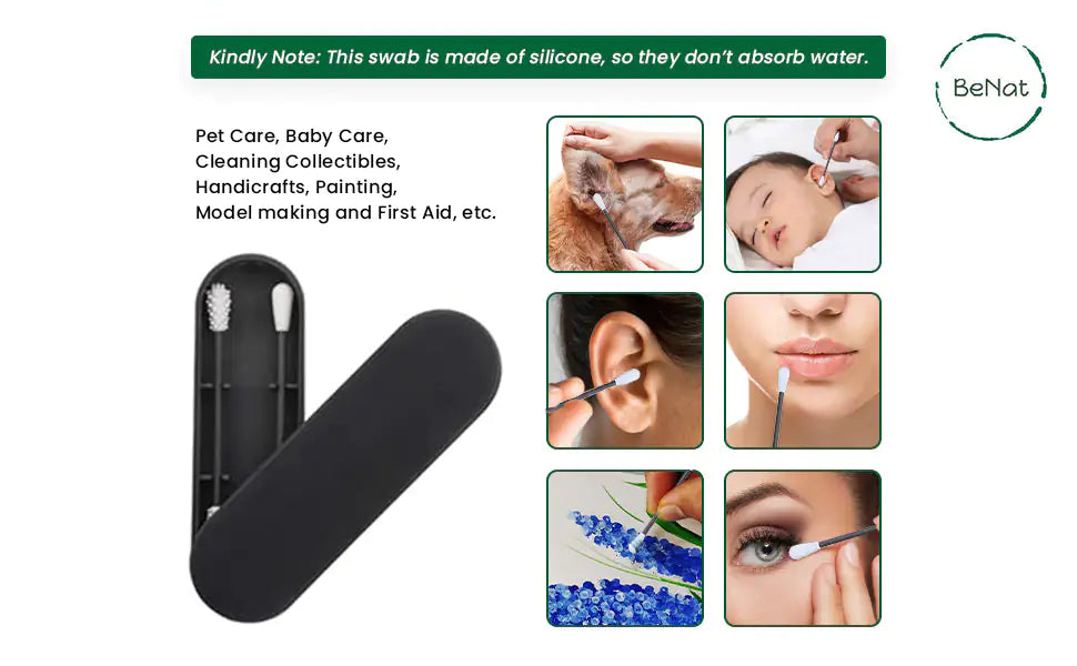 No-Waste Reusable Silicone Cotton Swab (2 Pack)