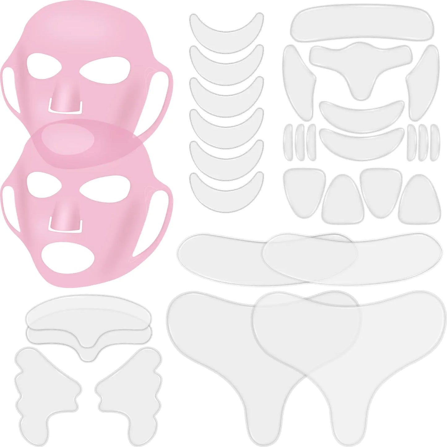 32-Piece Reusable Silicone Face & Body Smoothing + Firming Pad Set (Pink)