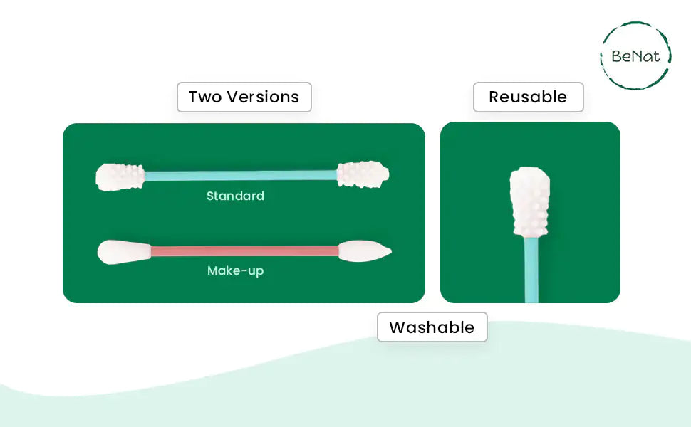 No-Waste Reusable Silicone Cotton Swab (2 Pack)