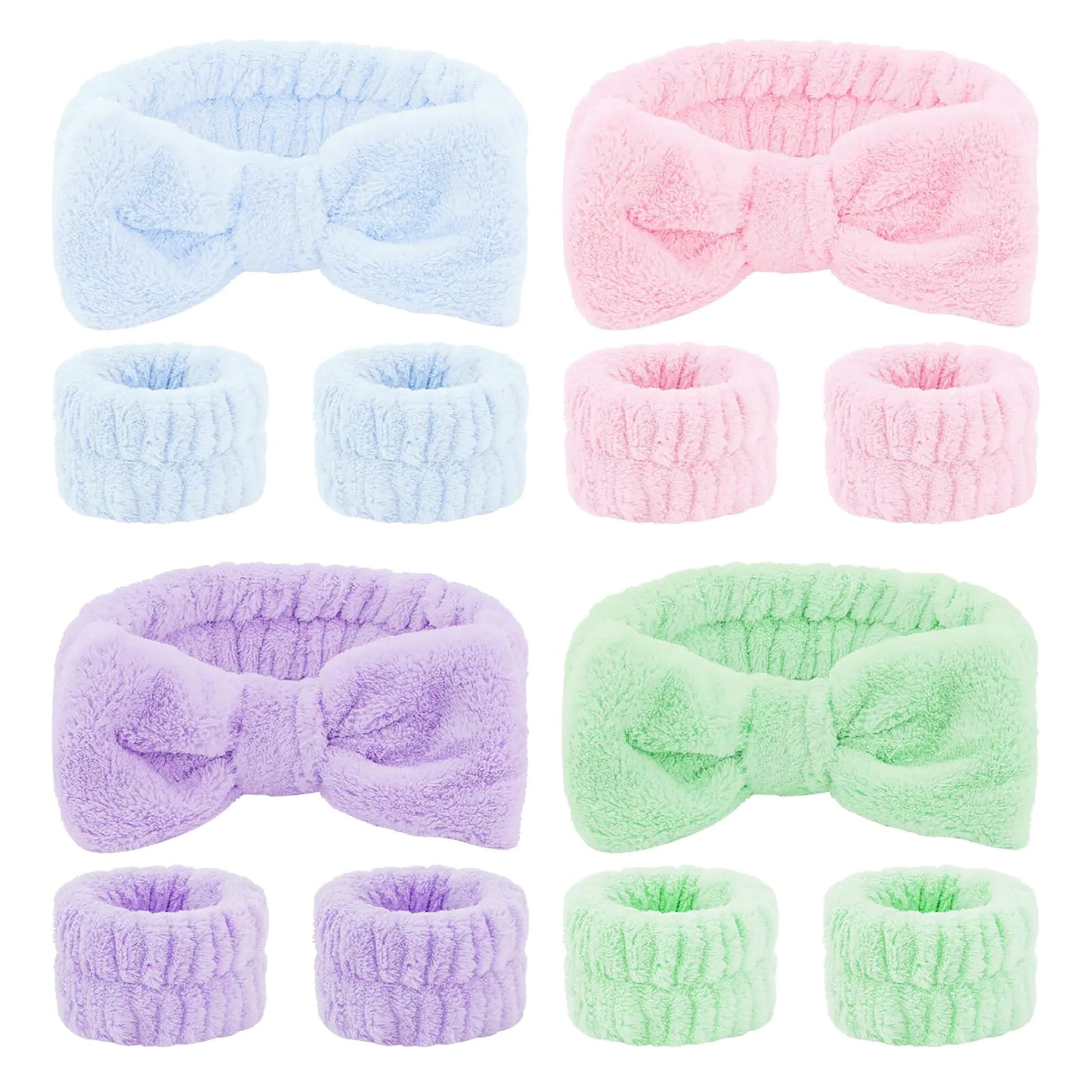 The Clean Routine: 12-Piece Spa Headband + Wristband Set